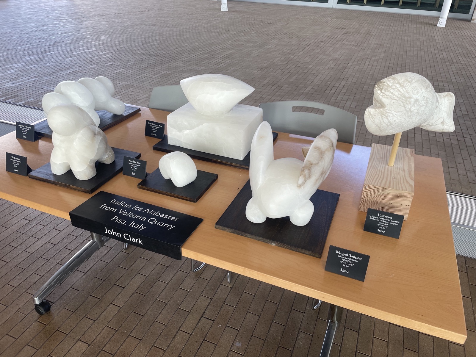Sculptures by John Clark made from Italian Ice Alabaster from Volterra Quarry Pisa, Italy