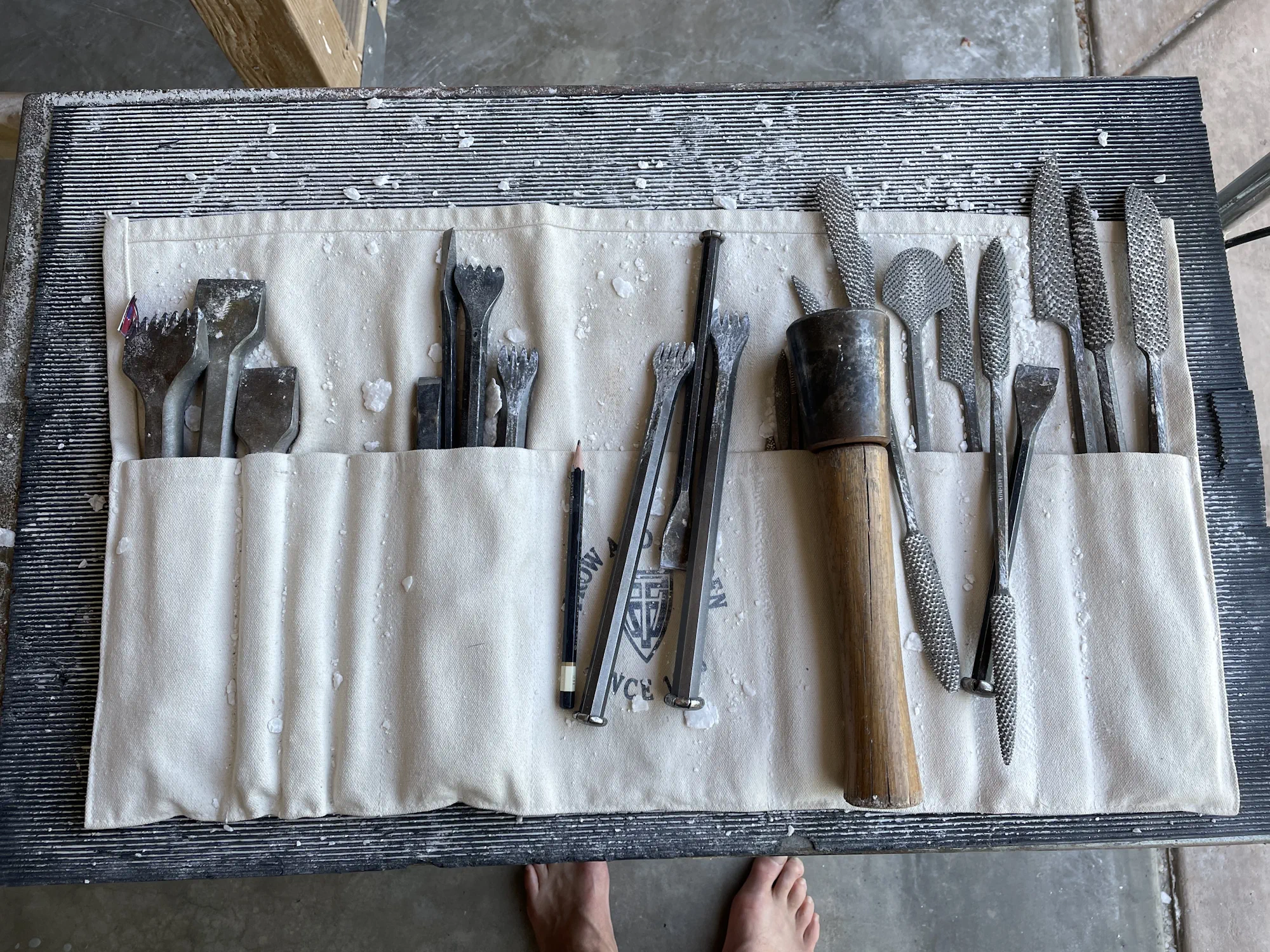 Tools used to carve stone
